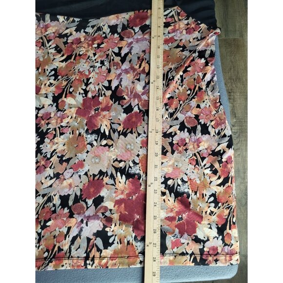 LOGO Layers by Lori Goldstein 1X Printed Sheer Mesh Top Floral Whimsigoth - Picture 6 of 8